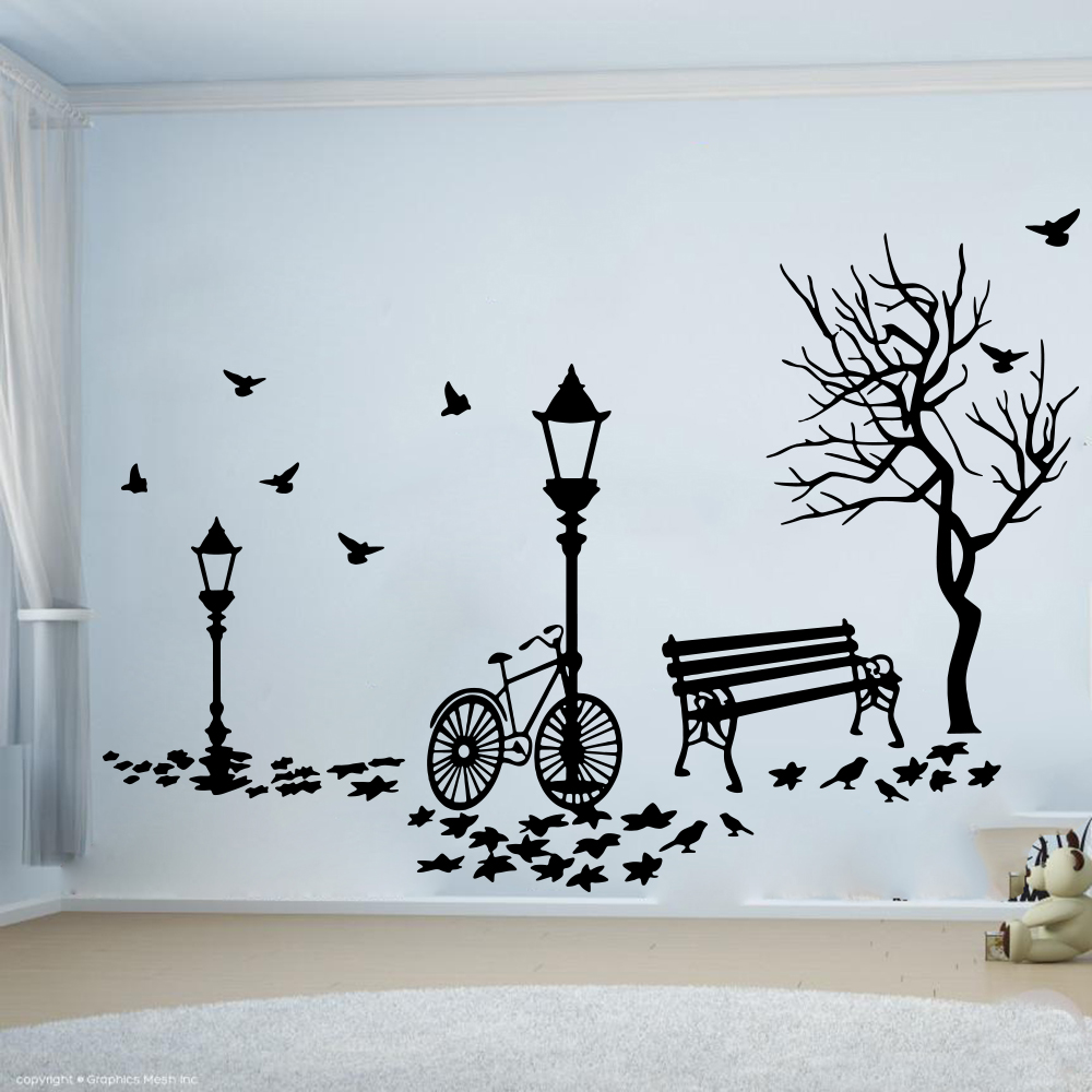 Interior Design Magazine - Moderno paesaggio autunnale bici albero lampione