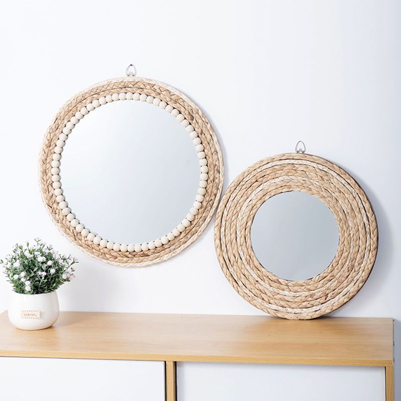 Rattan Mirror Round - Specchio Decorativo Rotondo in Rattan, Specchio