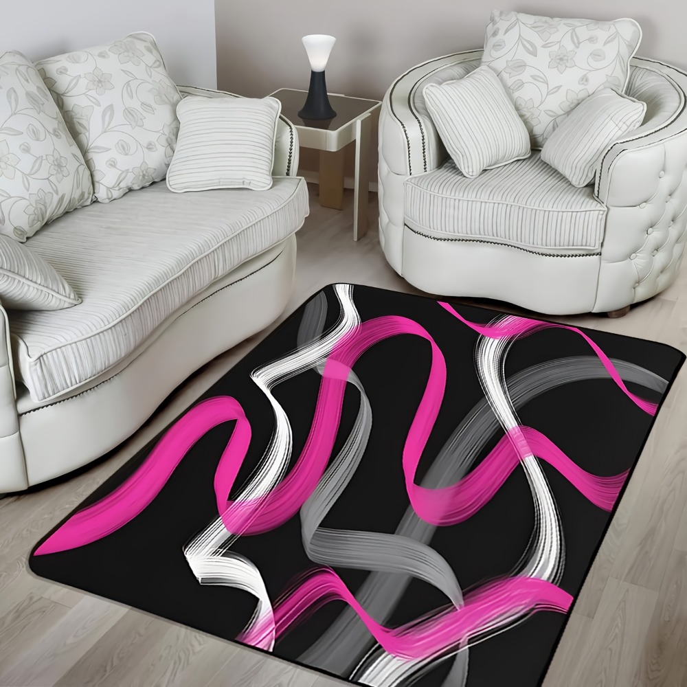 Printed Rug Abstract - Tappeto Geometrico a Strisce Rosa Caldo