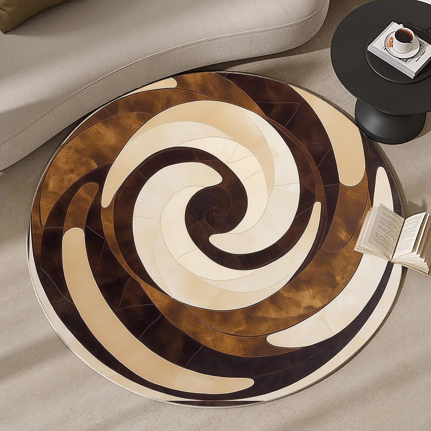 Printed Rug Abstract - Tappeto Rotondo 3D a Spirale Vortex,
