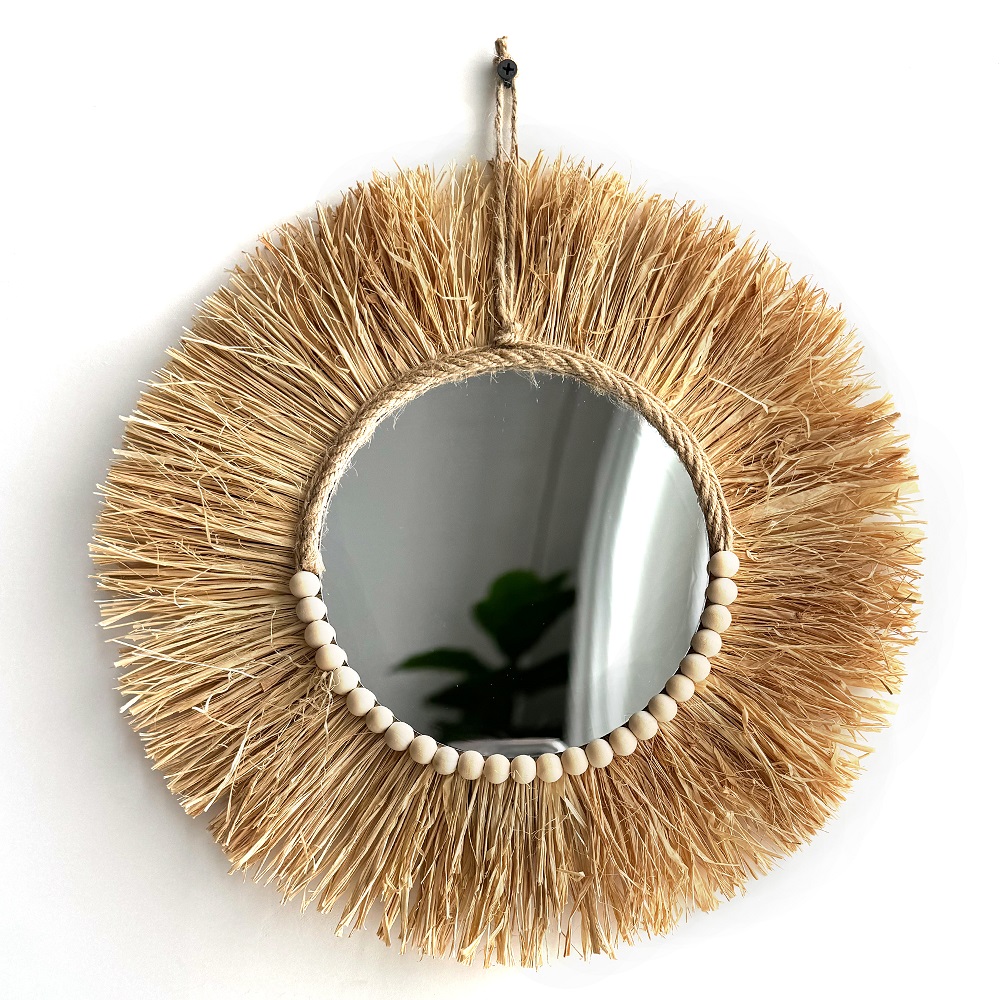 Rattan Mirror Round - Specchio in rafia Boho fatto a