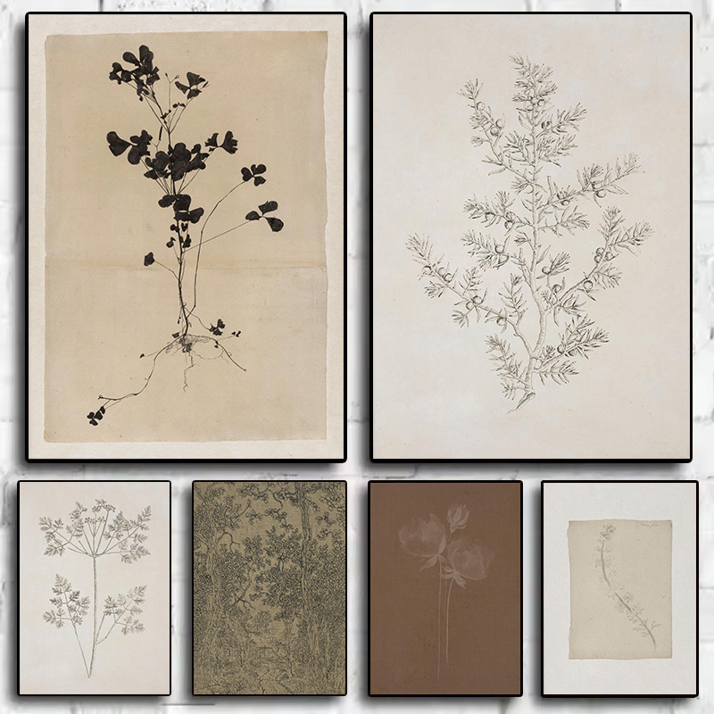 Interior Design Sketch - Poster Vintage Minimalista con Disegno di