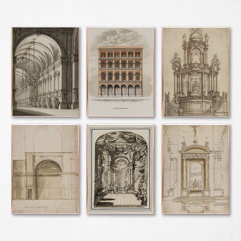 Interior Design Sketch - Poster su Tela con Disegno Vintage