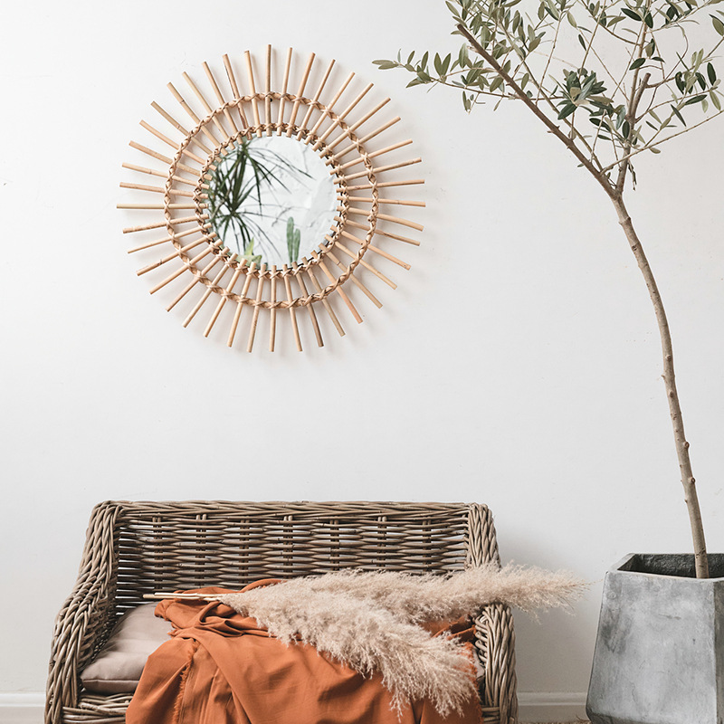 Specchio da parete in rattan,  - Rattan Mirror Round recensione e prezzo
