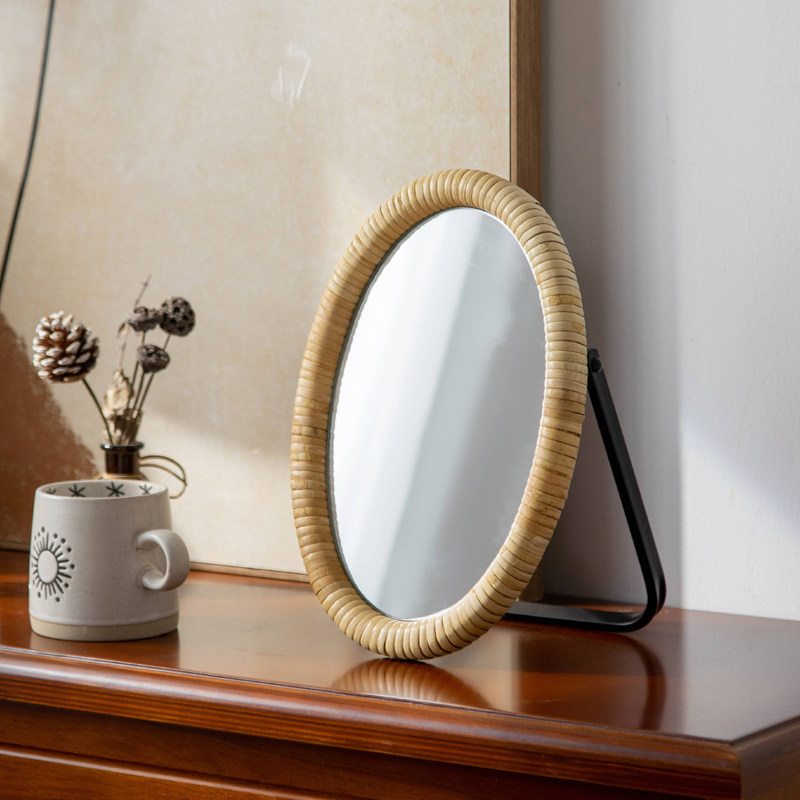 Specchio da tavolo in rattan,  - Rattan Mirror Round recensione e prezzo